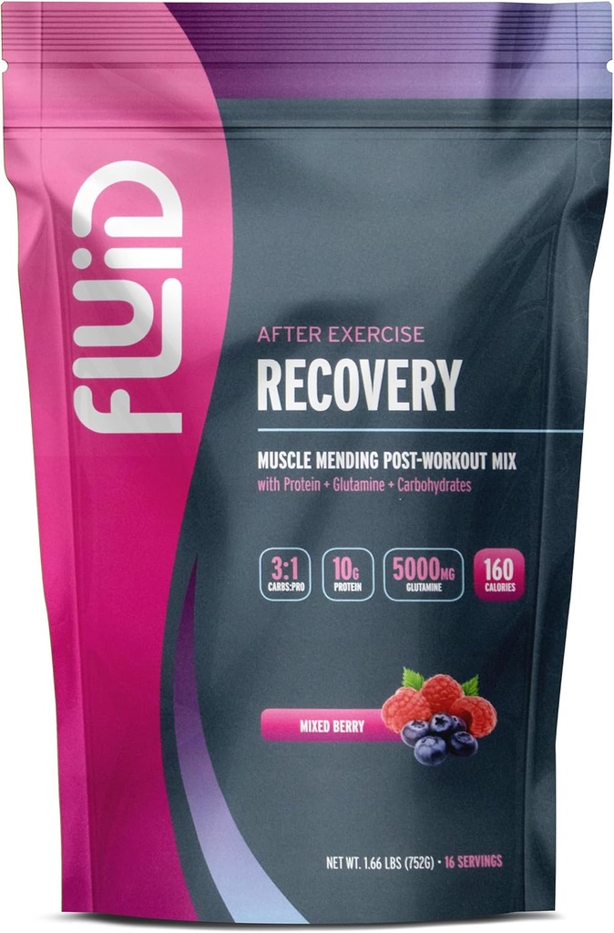 Fluid Recovery Post-workout Drink Mix - Wei Isolaat Proteïne, L-Glutamine, Carbs, Alle natuurlijke ingrediënten, Glutenvrije, Lactosevrije (Mixed Berry)