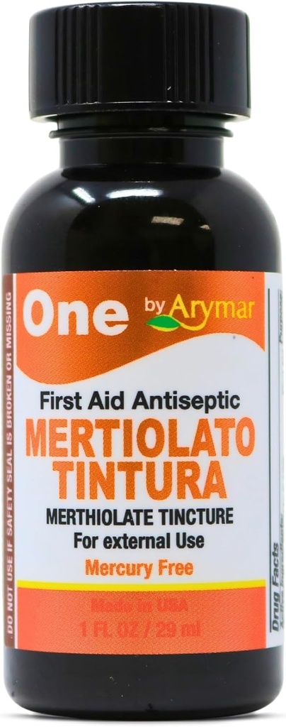 Arymar Mertiolato Tinctuur 1 fl oz. Antiseptische oplossing voor kleine sneden, scrapes & Burns.