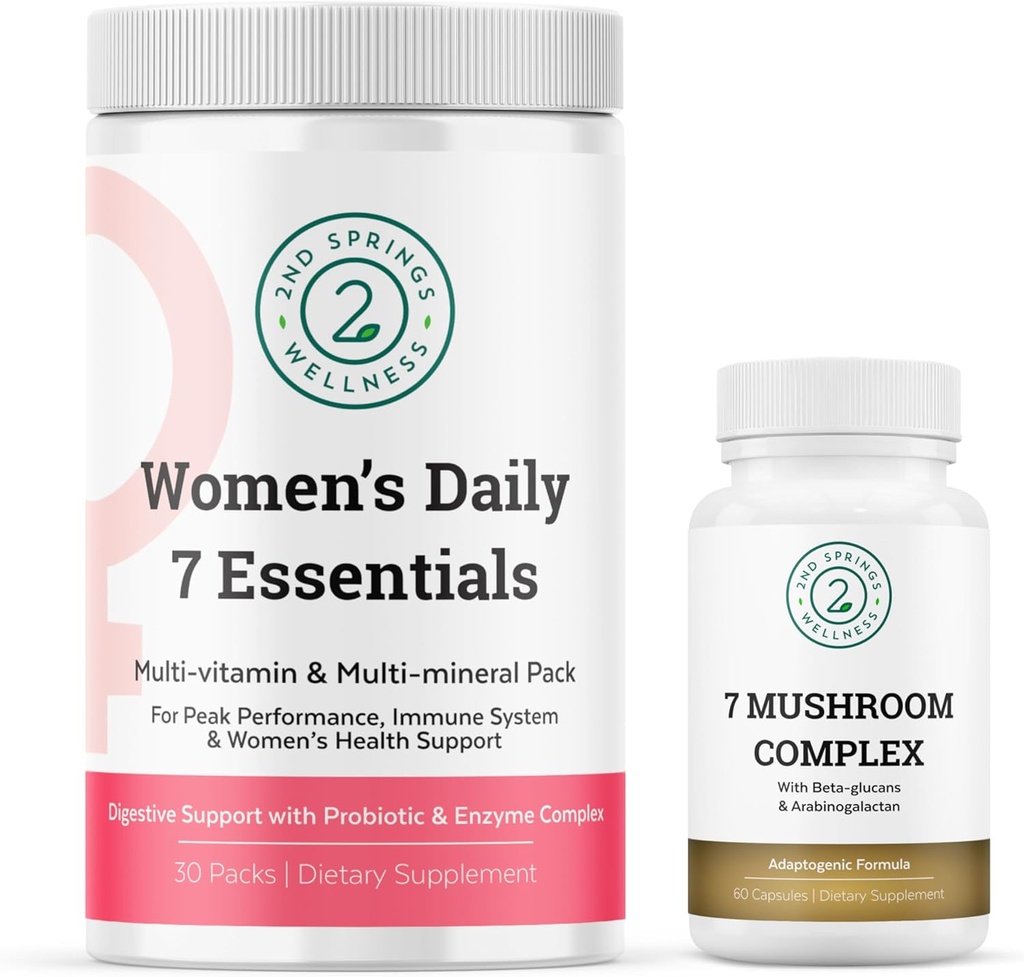 Vrouwelijke vitaliteitsbundel - 7 Paddenstoel Complex & Women's Daily 7 Essentials voor volledige wellness