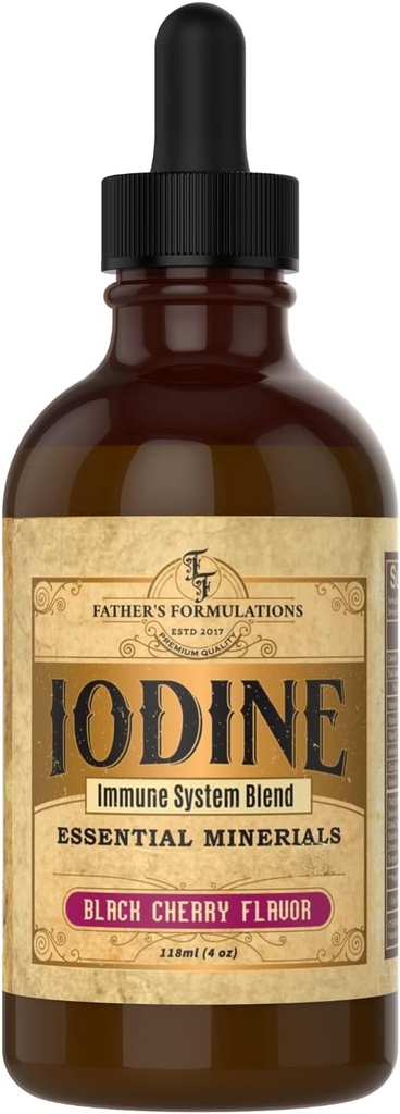 Father's Formulations Jodium Supplement Drops 4oz - Geweldige Proeverij, Zeer Absorbeerbaar, Immune Systeem voor Schildklier Ondersteuning, Focus & Energie