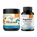 Sandhu's Bovine Colostrum Powder & Magnesium Glycinate Lysinate Capsules Helpt Gut, Immune Heath & Slaap Ondersteuning