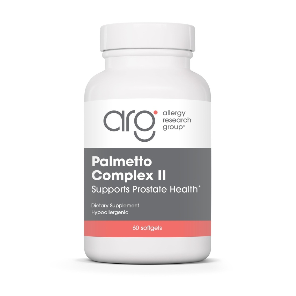 Allergy Research Group Palmetto Complex II - Prostate Support, Saw Palmetto voor mannen en vrouwen, met Lycopeen, Pompoenzaadolie, Zink - 60 Tellen