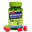 Magnesium Glycinate Gummies 500mg met L-Threonate 300mg - Suikervrije Magnesium Kalium Supplement met Vitamine D, B6, CoQ10 - Aardbei Gearomatiseerd - 60 Gummies