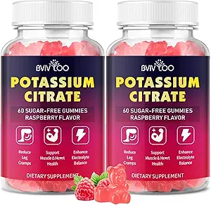 Kalium citraat Gummies voor volwassenen, Sugar-Free Kalium Gummies 1000mg Ondersteuning Leg Cramps & Electrolyte Balance Hoge Potency Kalium Supplement Gummies 120 Tel.