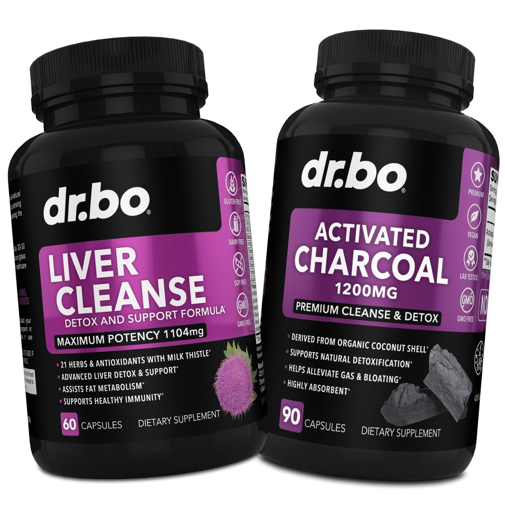 Lever Reiniging & geactiveerde Charcoal Capsules - Lever Gezondheid Pillen met Artichoke, Berberine, Kurkuma kruiden - 1200mg Biologische Kokosnoot Charcoal Pillen voor Maaggas en opgeblazen ondersteuning
