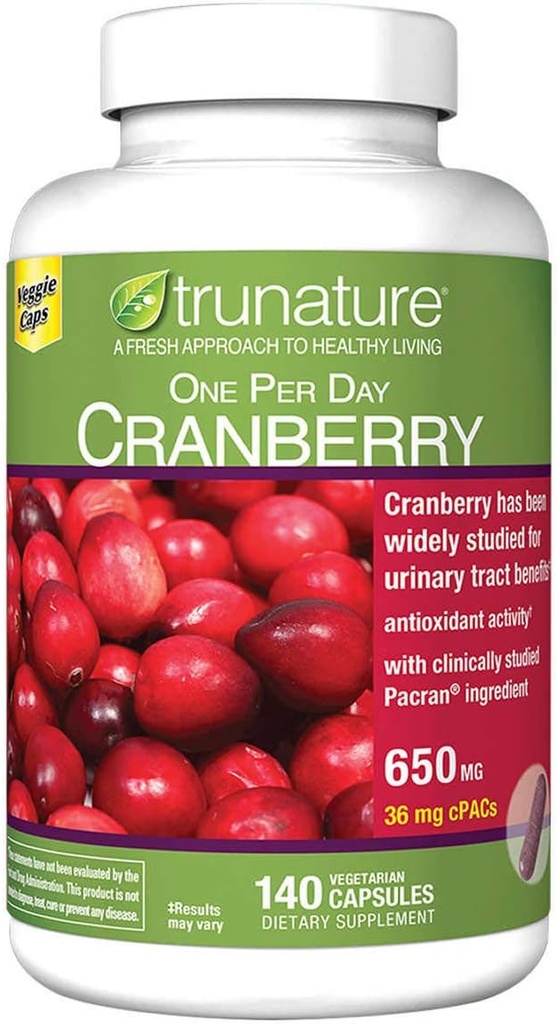 Trunature Cranberry 650 mg, 140 Vegetarian Capsules (2 verpakkingen)