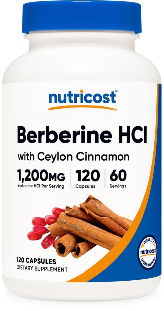 Nutricost Berberine HCl met Ceylon Cinnamon Capsules (120 capsules, 60 porties) - Non-GMO, diervrij product
