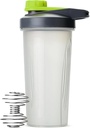 De heer Pen- Shaker flessen voor eiwitmixen met Twist Cap, 28 oz, grijs / groen, eiwit Shaker fles met Wire Whisk Ball
