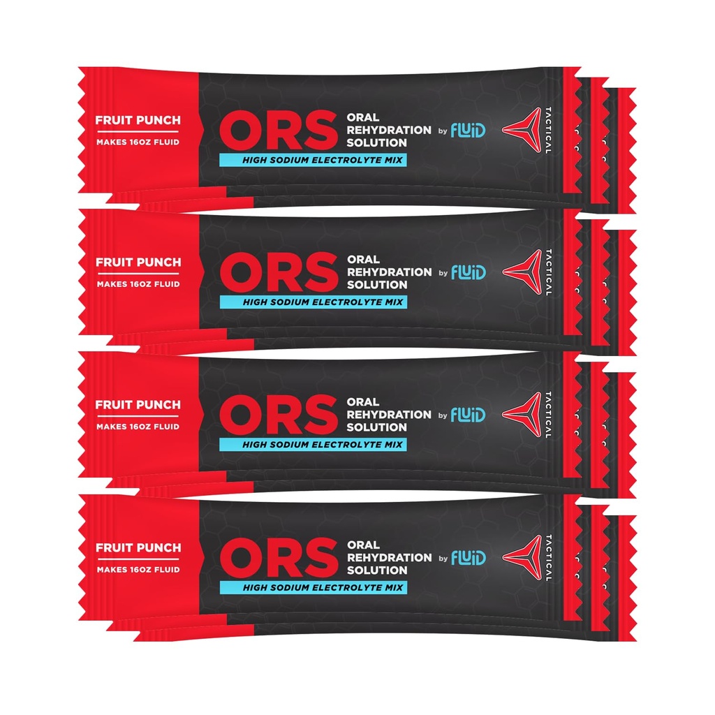 Fluid Tactical - ORS (Oral Rehydration Solution), Recover Sneller, Extreme Dehydration Electrolytes, 12pack (Fruit Punch)
