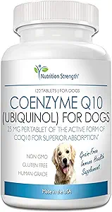 Co-enzym Q10 voor honden Grain-Free Supplement, Ubichinol - De Electron-Rich vorm van CoQ10, bevordert de gezondheid van het hart, cognitieve en energie-ondersteuning voor honden, 120 kauwtabletten