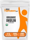 BulkSupplements.com Organisch Inulinepoeder - Inulinesupplement, Oplosbaar glasvezelpoeder - Veganistisch en glutenvrij - 2,5 g per portie, 500 g (1,1 lbs) (verpakking van 1)