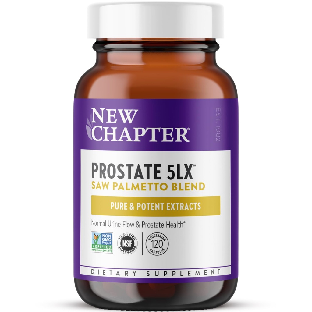 Nieuw hoofdstuk Prostaat Supplement - Prostaat 5LXTM met klinische kracht Saw Palmetto + Gefermenteerd Selenium voor mannen Wellness - 120 ct Vegetarische Capsule