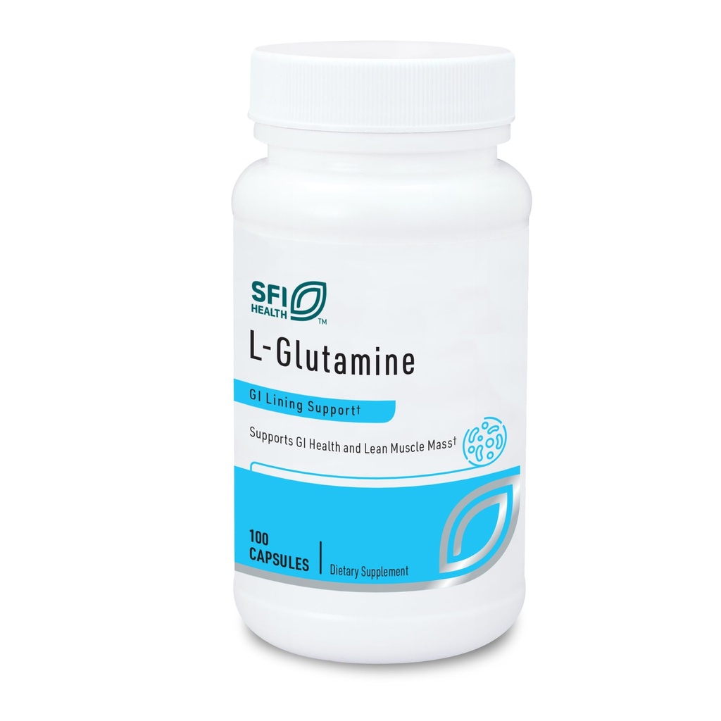 Klaire Labs SFI Health L Glutamine Capsules - 500 Milligram Hypoallergeen Aminozuren Supplement - Ondersteunt spier- en GI-functie - zuivelvrij en glutenvrij (100 capsules)