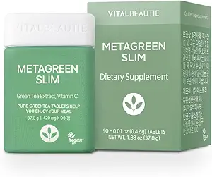 VITALBEAUTIE Metagreen Slim (Green Tea Extract, EGCG) Containing Catechin, Vitamin C for Healthy Physique, Healthy Cholesterol Level, Antioxidant, Vegan Supplement by AMOREPACIFIC - 30 Servings