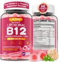 Methyl B12 Gummies 5000 mcg/10000 mcg w/L-methylfolaat, B6, Lion's Mane Mushroom, CoQ10, PQQ, Magnesium Glycinate, Extra Strength Liposomale Vitamine B12 Complex for Energy, Focus,Brain & Immunity 1Pack