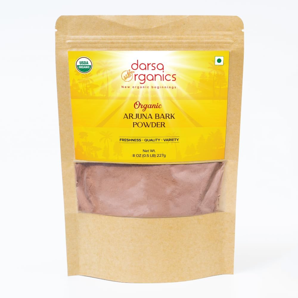 Arjuna Powder, 8 oz - USDA Organic Terminalia Arjuna for Cardiovascular Support, Heart Health and Blood Pressure Maintenance, Arjuna Bark Powder, Non-GMO, Glutenvrij, Kosher