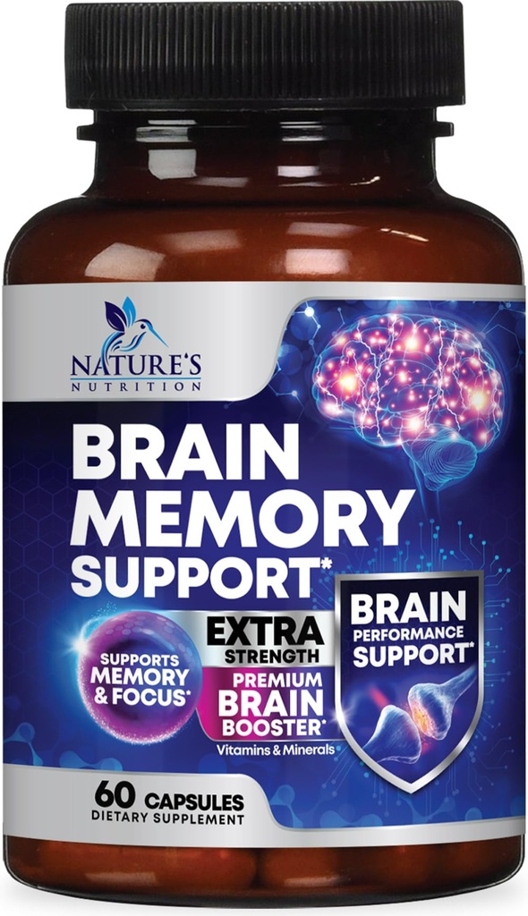 Hersengeheugensupplement Pillen - 3X Strength Nootropics for Concentration, Clarity & Focus Support - Hersengezondheid Cognitieve vitamines met Bacopa, Fosfatidylserine & DMAE, Brain Booster - 60 capsules