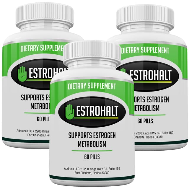 Estro-Halt 3-verpakking 180 tabletten- DIM-supplement (diindolylmethaan) en Indole-3-Carbinol (I3C) Beste Estrogeen-blokker voor vrouwen en mannen 