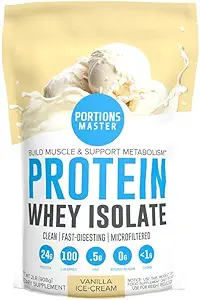 Porties Master CFM Wei Isolaat Proteïnepoeder, 2 LB, 23g Low Carb, Low Fat, Cold-Processed, Fast Absorbing, Muscle Growth & Recovery Ondersteuning (Vanilla Ice Cream)