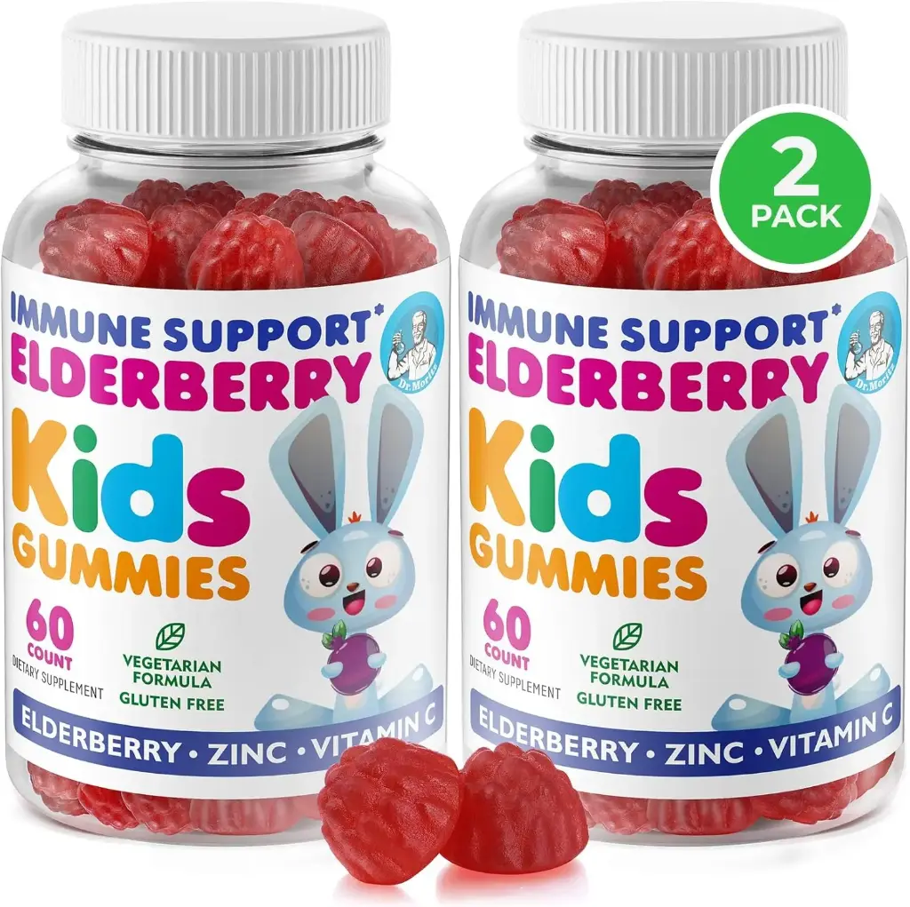 DR. MORITZ Melatonine voor kinderen, Vegan slaaphulp supplementen met lage suiker, volwassen en kinderen Melatonine Gummies met aardbeien smaak, voor leeftijden 4+, 60 Tellen