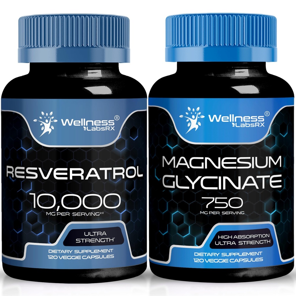 WELNESS LABSRX Resveratrol Capsules 10000 - Magnesium Glycinate Capsules