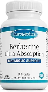EuroMedica Ultra Absorptie - Hersenen en lever Gezondheid Ondersteuning Supplement - Ultra-Absorptie Ondersteuning Supplement met Indiase Barberry Wortel Extract - Vegan Capsules Hulp Metabole Gezondheid - 60 Capsules