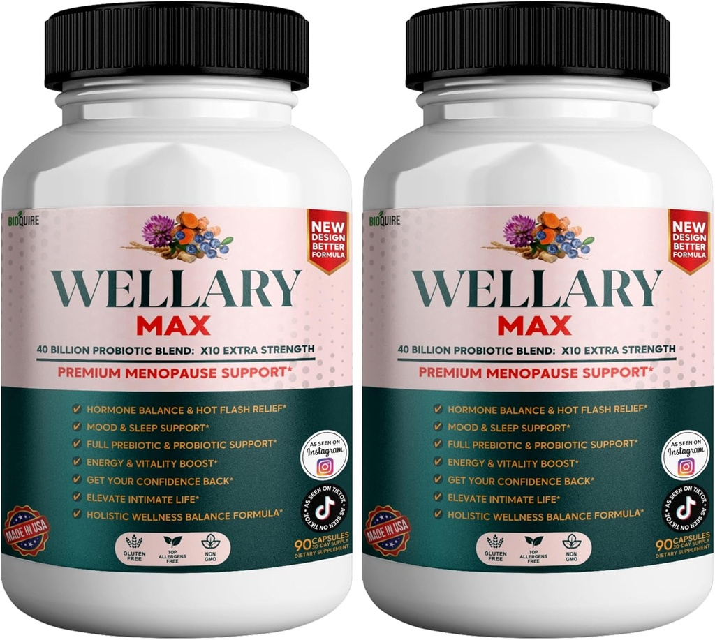 Wellary Max Menopauze Support Supplement, 40 miljard CFU Probiotische Blend, 90 capsules (2)
