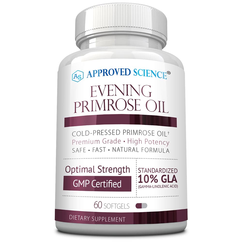 Goedgekeurde Science Evening Primrose Oil - Maximale sterkte - Koudgeperst - 10% GLA - Hormonale Balance, Huid en Hart Gezondheid - 60 Softgels - Alle Natuurlijke