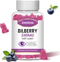 Luteïne Gummmies Eye Health Supplement voor volwassenen, luteïne en zeaxanthine Supplementen Oogvitaminen Gummies, bosbes met luteïne ter bevordering van oog en zicht - 60 Gummies