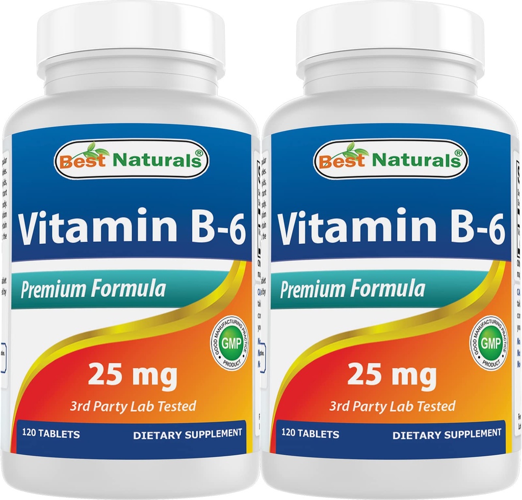 Best Naturals Vitamine B6 25mg, 120 tabletten (120 telling (verpakking 2))