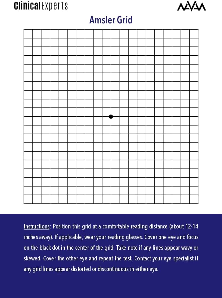 Amsler Eye Grid met magnetische rug - Dagelijkse visie Screening Tool voor Macula Degeneratie & Glaucoom Patiënten door klinische deskundigen (1 Pack)