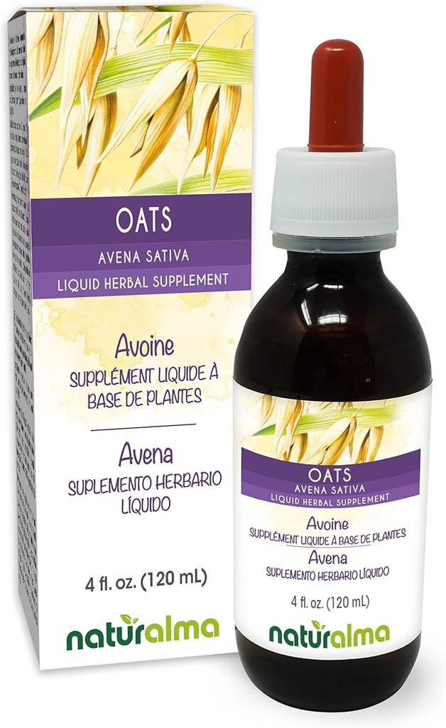 Naturalma Haver (Avena Sativa) Tops Alcoholvrije Tinctuur - 4 fl oz Liquid Extract in druppels - Kruidensupplement - Veganistisch