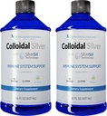Colloïdale Silver Liquid - 12 PPM Premium Silver Solution, 60 MCG Per Serving, All Natural, Vegan Immune System Support, Ionic Silver Water Daily Mineral Supplement (2-16 Fl oz flessen)