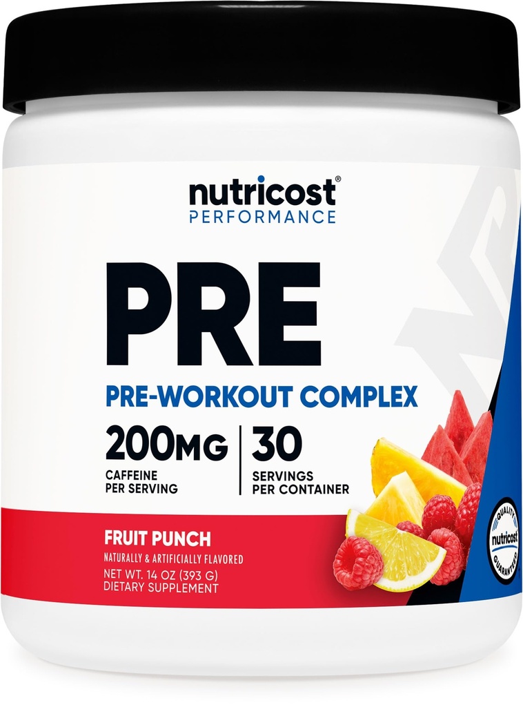 Nutricost pre-workout complex poeder (30 porties, fruitpunch) - met Beta-Alanine, Taurine & Aminozuren