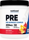 Nutricost pre-workout complex poeder (30 porties, fruitpunch) - met Beta-Alanine, Taurine & Aminozuren