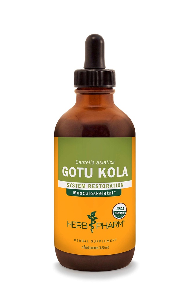 Herb Pharm Certified Organic Gotu Kola Liquid Extract voor ondersteuning van het skeletspierstelsel - 4 Ounce
