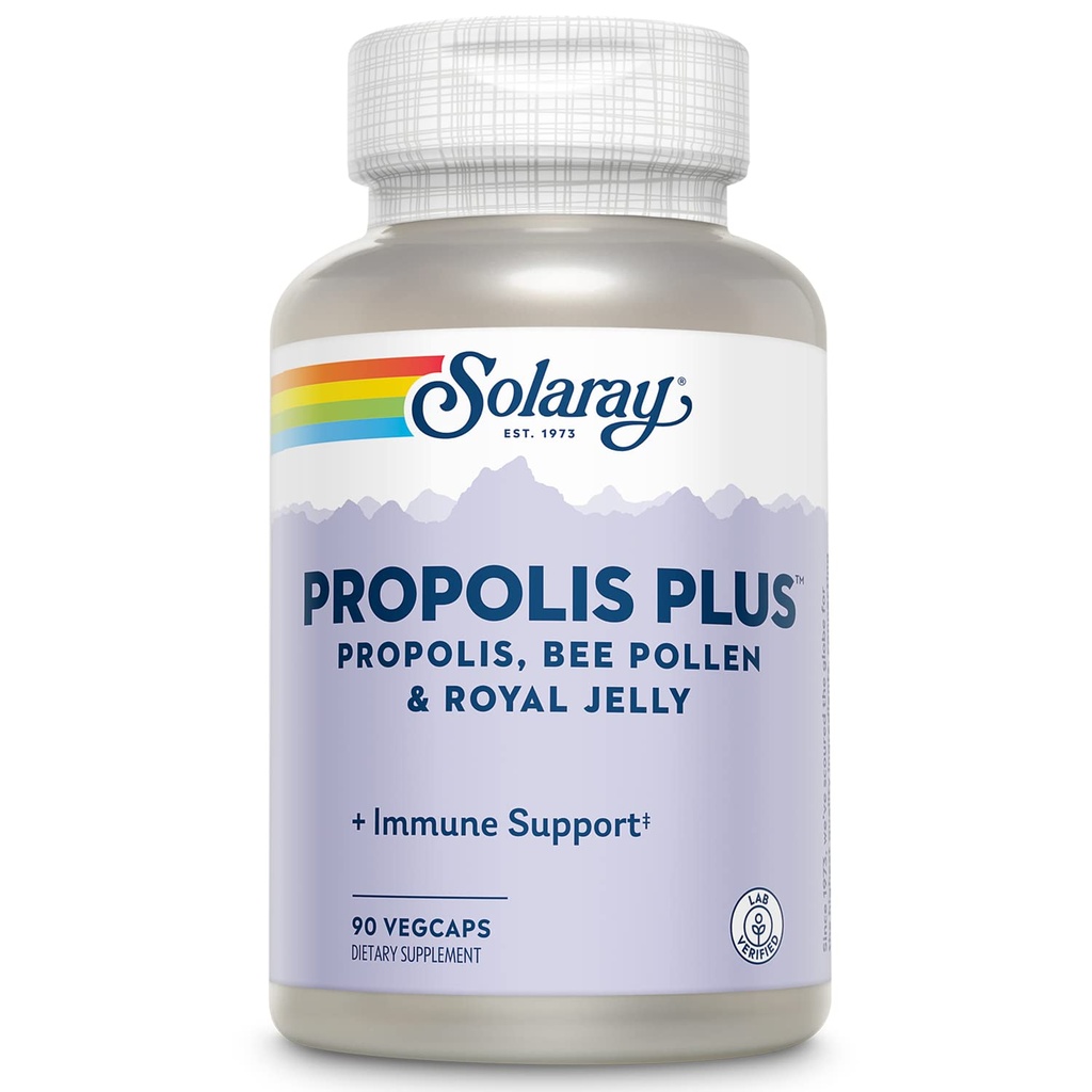 SOLARAY Propolis Plus: Gezonde Immuunsysteemondersteuning met Propolis, Bee Pollen & Royal Jelly 90 VegCaps