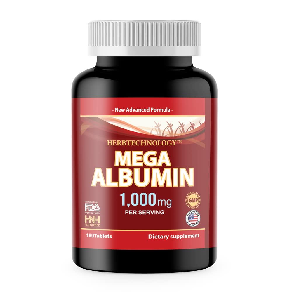 Dr.K&C Mega Albumin Protein Supplement 1000mg, 1 Bottle (180 Tablets), Daily Energy & Wellness Support