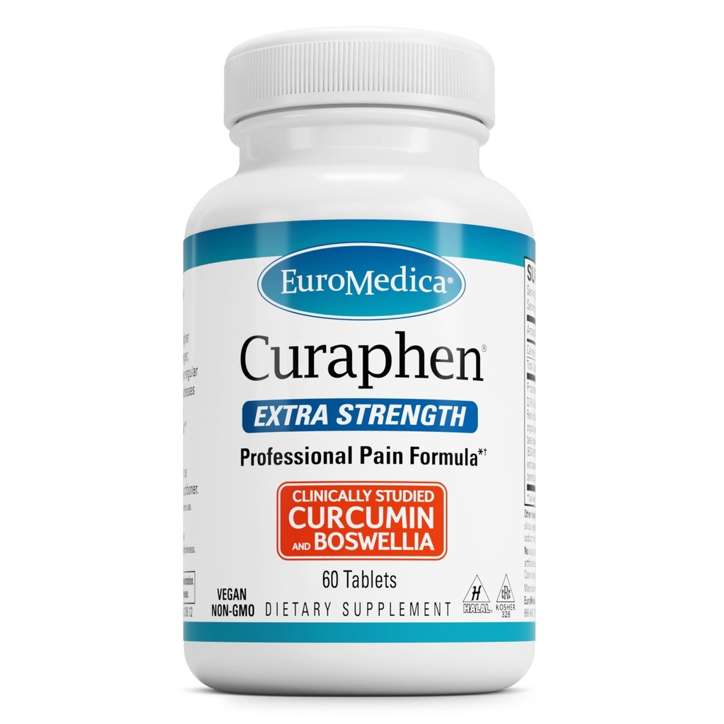 EuroMedica Curaphen Extra sterkte - Curcumin & Boswellia supplement voor gezonde oplage ondersteuning - Kurkuma supplement ter ondersteuning van gewrichten, spiergezondheid & Endorphin productie - 60 tabletten