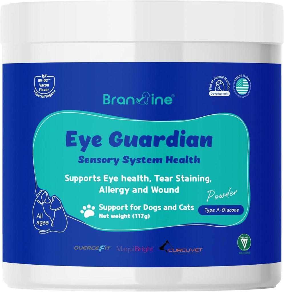 Oogbeschermer voor katten en honden - Ondersteunt Ooggezondheid, Tear Staining, Allergie en Wond (117g) met MaquiBright (Normaal Gewicht)