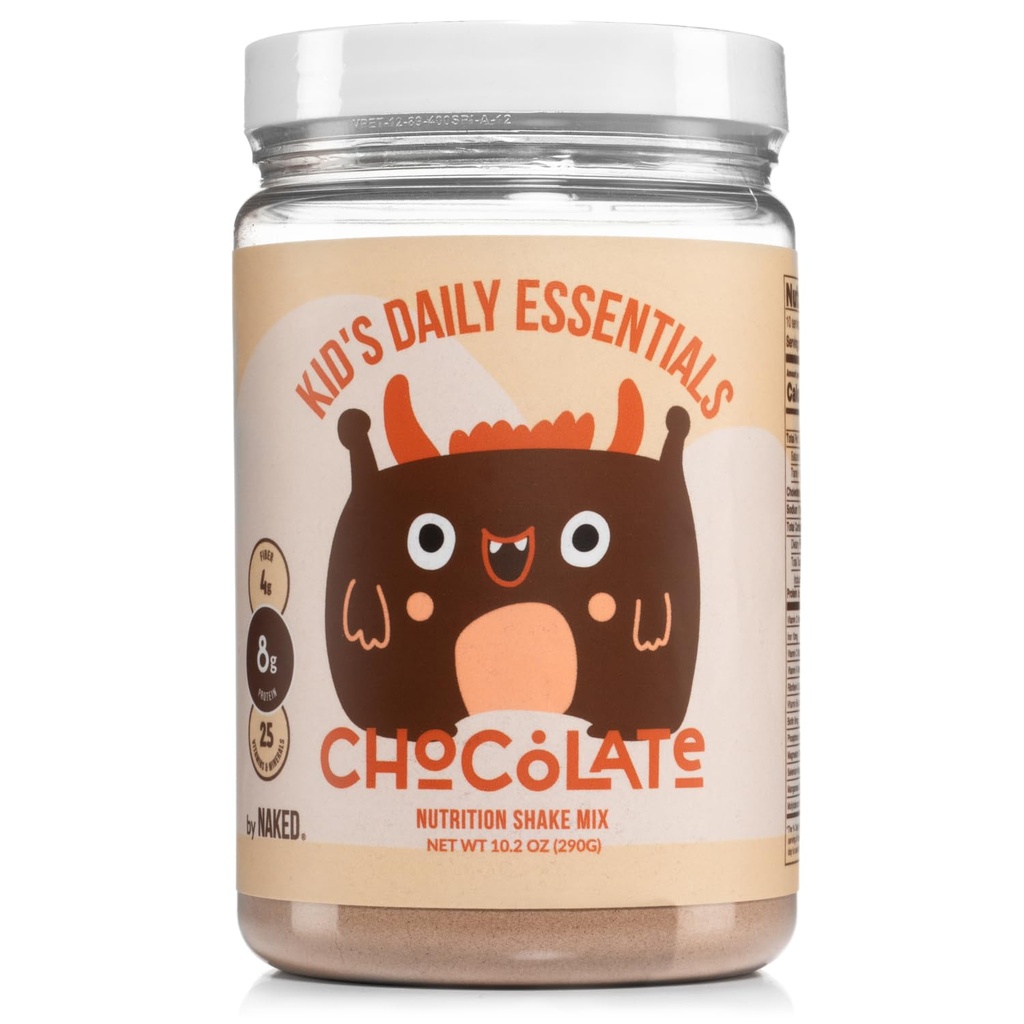 Naked Chocolate Kids Daily Essentials, Kids Proteine Shake gemaakt met biologische melk, 6 biologische groenten, 25 vitaminen en mineralen, Geen kunstmatige zoetstoffen, smaken, kleuren of conserveringsmiddelen