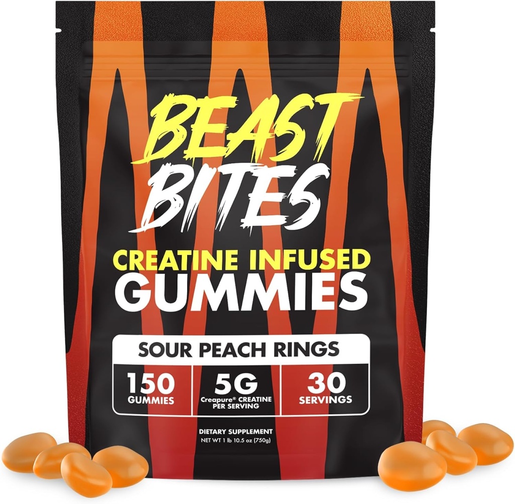 Beastbites - Creatine Infused Gummies - 5g Creapure Creatine Monohydraat per portie - NSF Gecertificeerd voor Sport - 30 porties