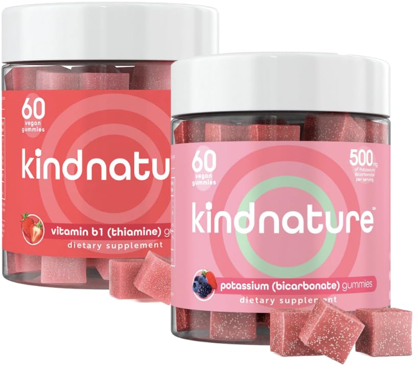 KINDNATUUR Essentieel Duo: Kalium & vitamine B1 Gummies - Verbeterde zenuw & spierondersteuning, Heerlijke kauwtabletten voor dagelijkse gezondheid