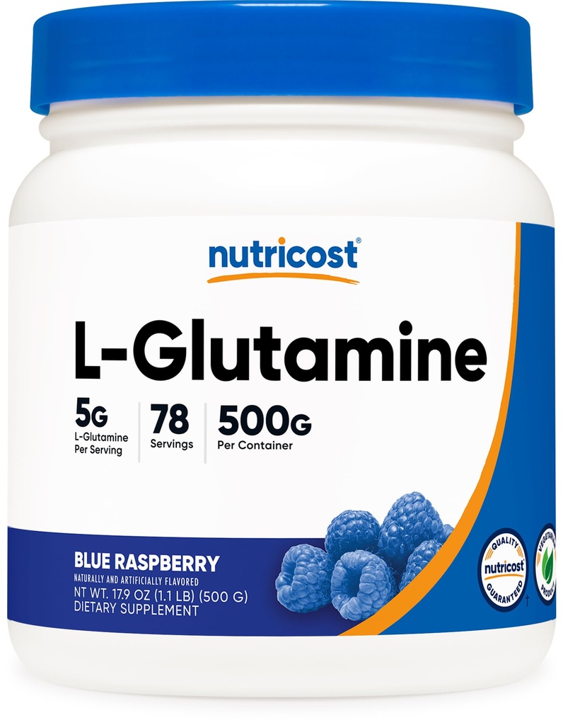 Nutricost L-Glutaminepoeder (500 Gram) (Blauwe framboos)