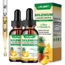 2 Pack Selenium Liquid Drops, 200mcg Liquid Selenium Supplement met vitamine C & Zink, Ondersteuning voor het immuunsysteem, Antioxidant & Heart Health, Hoge Absorptie, Ananas smaak