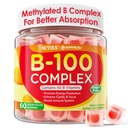 Super Vitamine B Complex Gummies - Alle B Vitaminen Inclusief Methyl B12, B1, B2, B3, B5, B6, Biotine, Methylfolaat met Vitamine C, Choline, Inositol, PABA voor Energie, Hersenen & Immuun Ondersteuning, Suikervrij