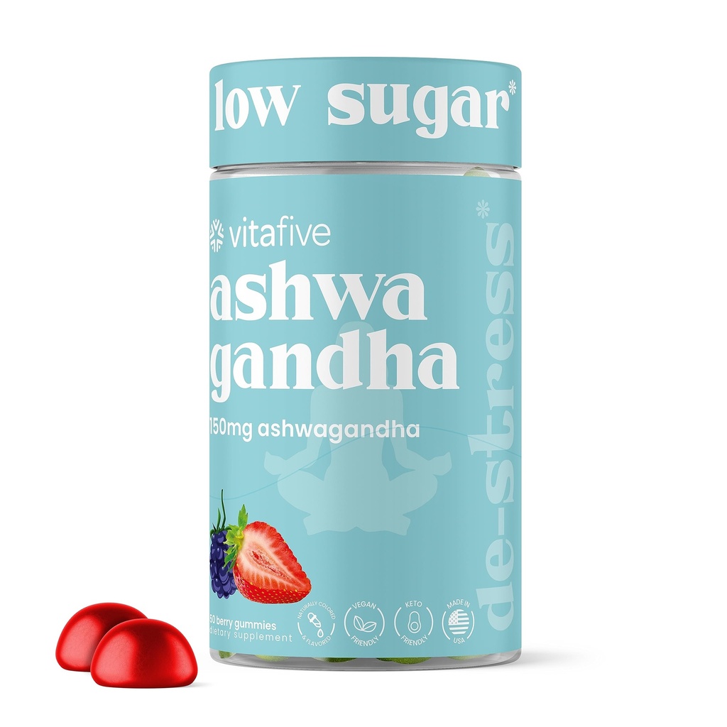 vitafie Ashwagandha Gummies met vitamine B12, Ashwagandha Gummies voor mannen en vrouwen, Veganistisch, Glutenvrij (50 Ct)