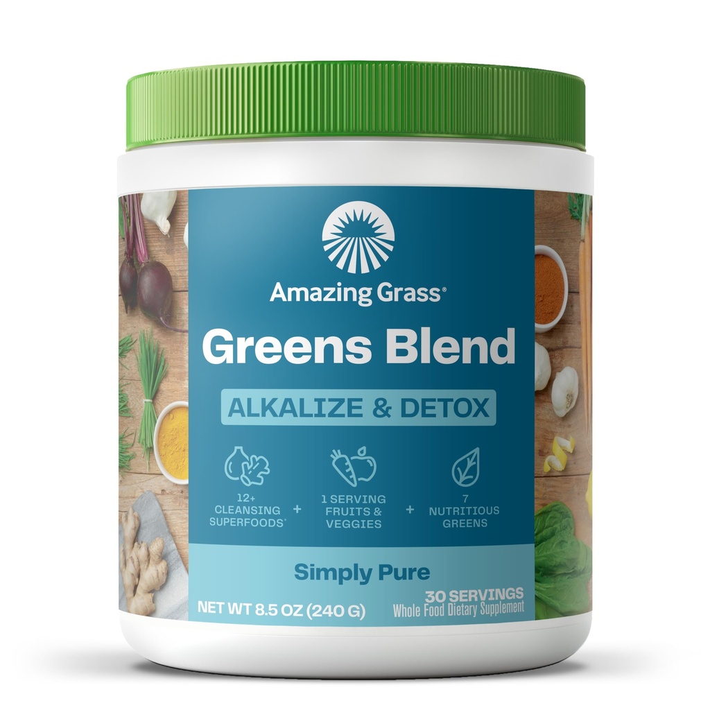 Verbazingwekkende Gras Greens Blend Alkalize & Detox: Smoothie Mix, Reinigen met Super Greens & Beetwortelpoeder, Digestieve Enzymen, Prebiotica & Probiotica, 30 Servers (Verpakking mei Vary)