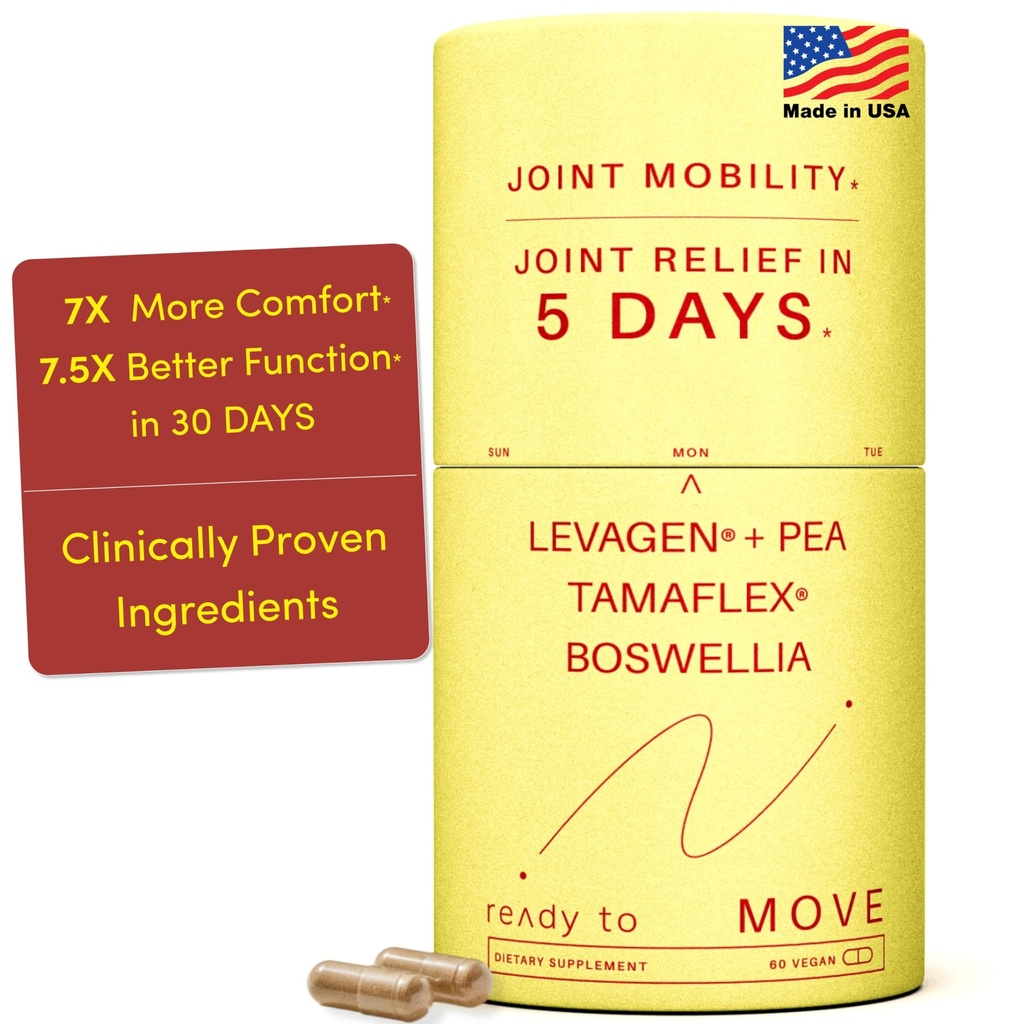 Move Fast Acting Joint Supplements, Tamaflex® Turmeric & Tamarind, Levagen®+ PEA Palmitoylethanolamide, Boswellia Serrata, Bioperine® Black Pepper Extract, gemeenschappelijke ondersteuning en mobiliteit 60 Vegan Caps