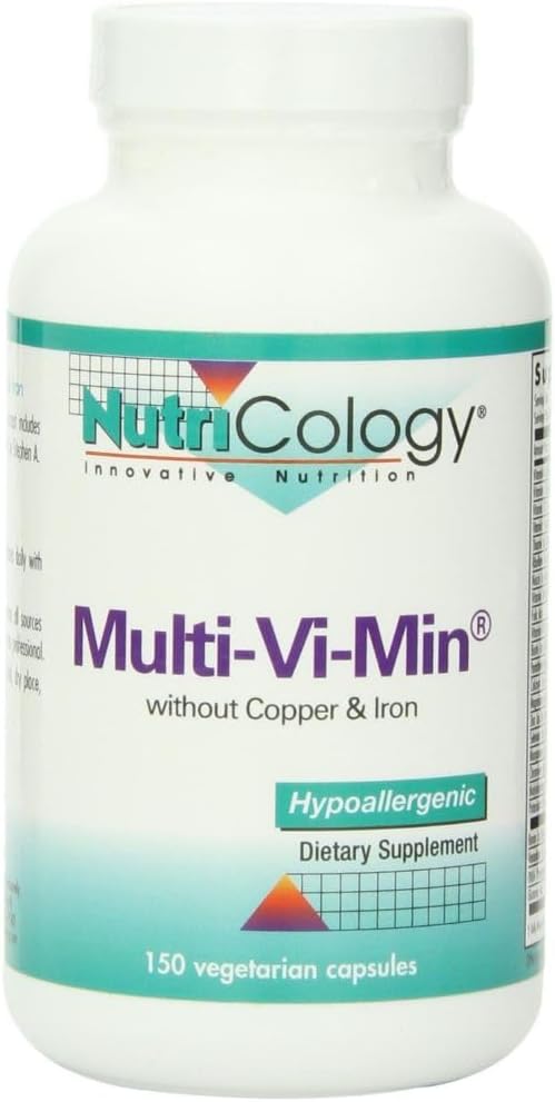 Nutricologie Multi-Vi-Min zonder koper en ijzer - Multivitamine voor mannen & vrouwen, minerale complex, actieve voedingsstoffen, met jodium - 150 Tel.